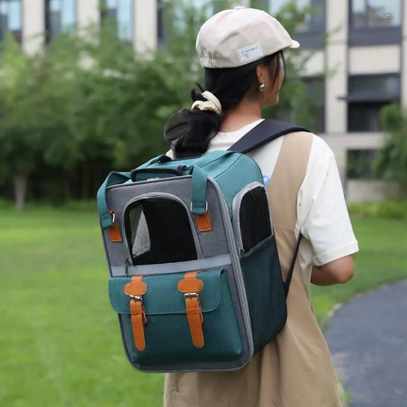 Housses de siège de voiture pour chien, sac à dos de transport pour chat, grande capacité, sacs de Transport pour petits chiens, respirant, Portable, extérieur, Double sac à bandoulière