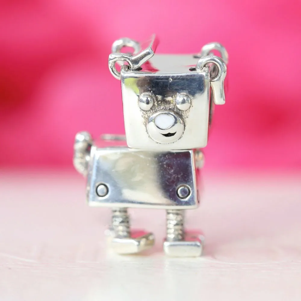 925 Sterling Silver Bobby Bot Dog Charm حبة تناسب أساور سحر المجوهرات الأوروبية Pandora