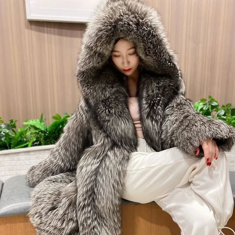 Women s Fur Faux Hooded Warm Thick Women Imitation Overcoats Sexy Winter Autumn Long Section Female Fake Jackets J3523 221231