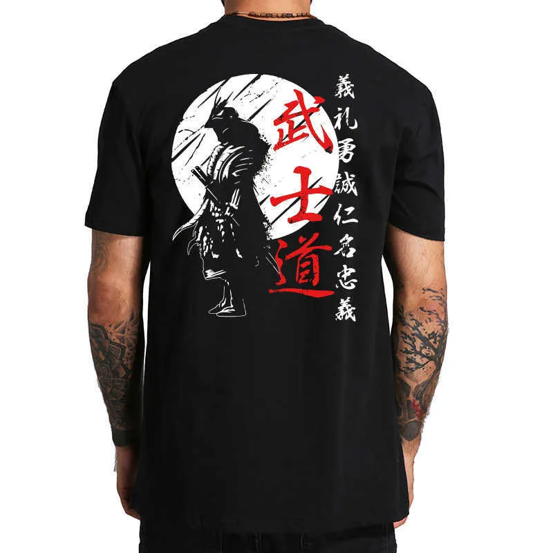 Herr t-shirts japan samurai anda t shirts japansk stil baktryck EU-storlek bomullstoppar t-shirt bushido manliga gåvor tee t230103