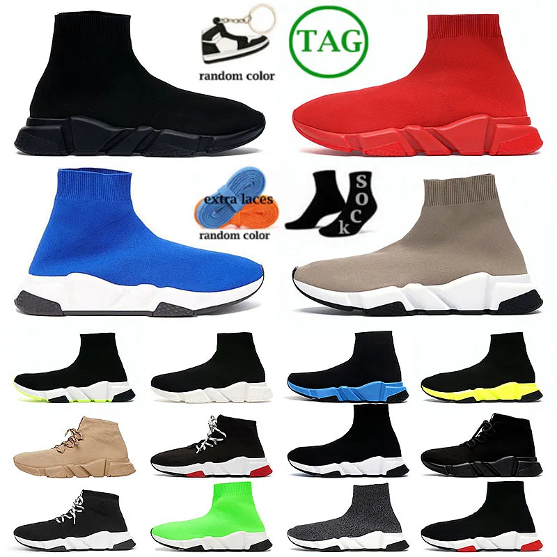 Balencaiga Balenciaga Sock Shoes Mens Womens Speed Trainer Beige Triple Black Graffiti White Blue Red Clear Sole Volt lace-up Beige Running Sneakers Runner Outdoor