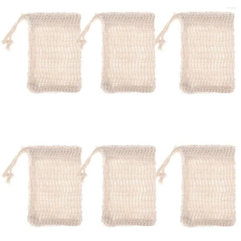 Presentförpackning 6 st naturliga exfolierande tvålpåsar handgjorda sisal sparare påsarhållare bad