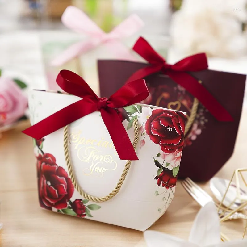 Gift Wrap 20Pieces Elegant Flower Cases With Rope Cake Boxes Wedding Birthday Chocolate Box Baking Bread Biscuit Dessert Packing