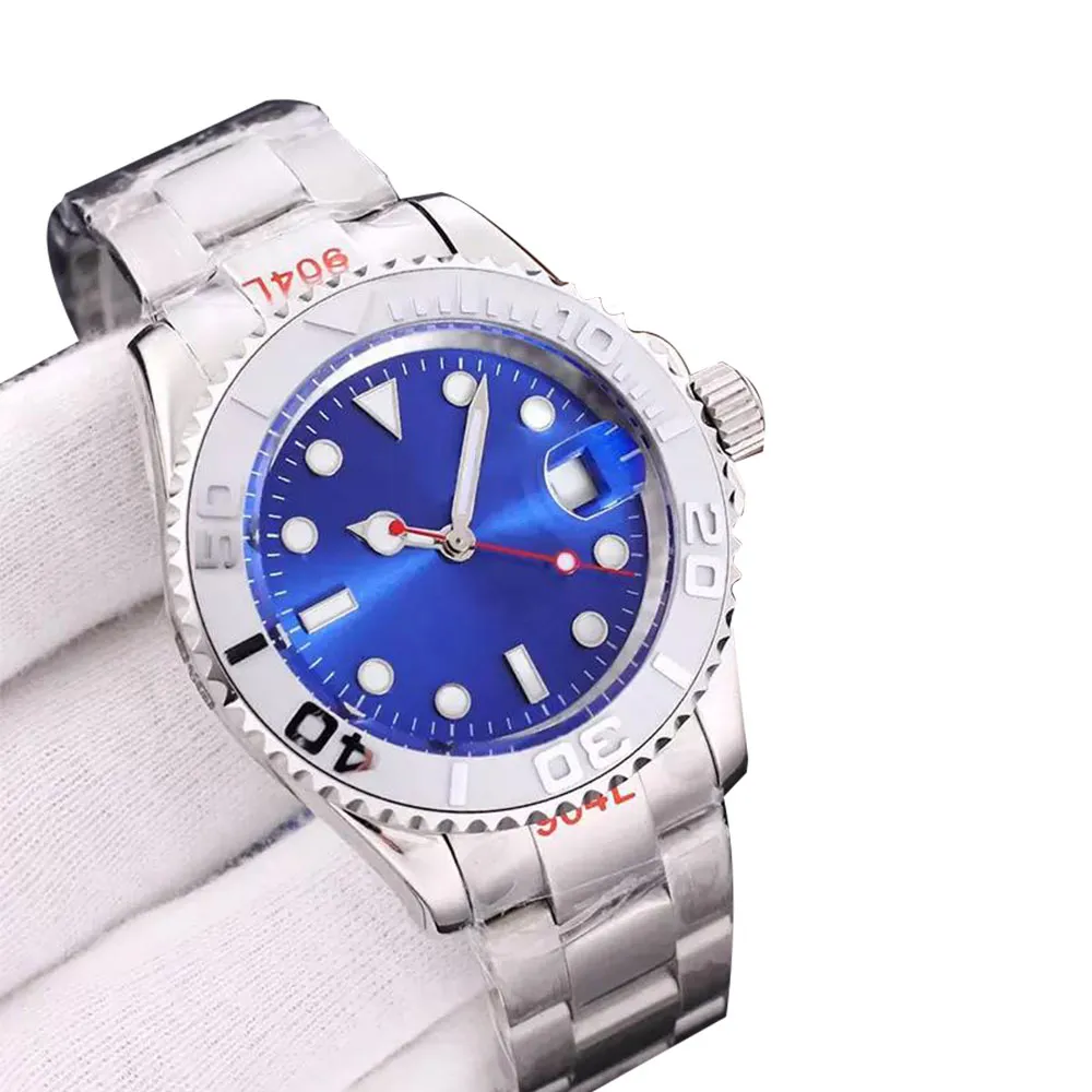 Relojes clásicos para hombre Reloj mecánico automático azul Reloj de pulsera de diseño automático Montre de Luxe de cerámica y acero inoxidable de 40 mm con correa ajustable