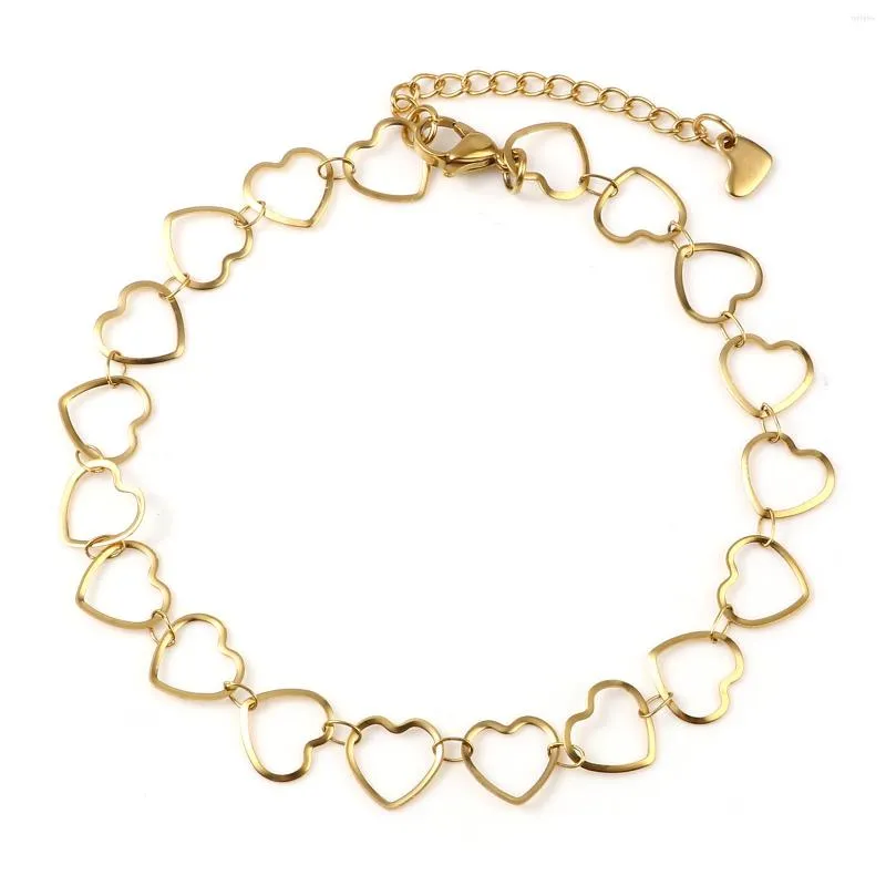 Anklets Fashion Classic Anklet For Women Stainless Steel Gold Color Heart Moon Chains Foot Jewelry Bracelet Gift Wholesale