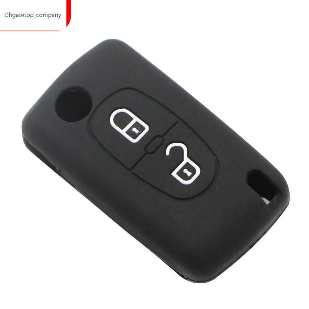 2-knop siliconen auto externe sleutel FOB cover Case voor Peugeot 308 207 307 807 voor Citroen C3 Picasso C-Crosser C4 Dispatch C8