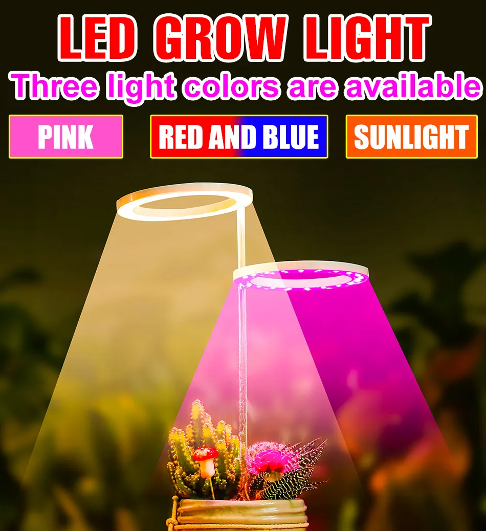 LED مصباح النبات الكامل طيف Phyto Grow Lamp 5V لمبة 1 2 3 4 رأس LED زراعة النمو المائي