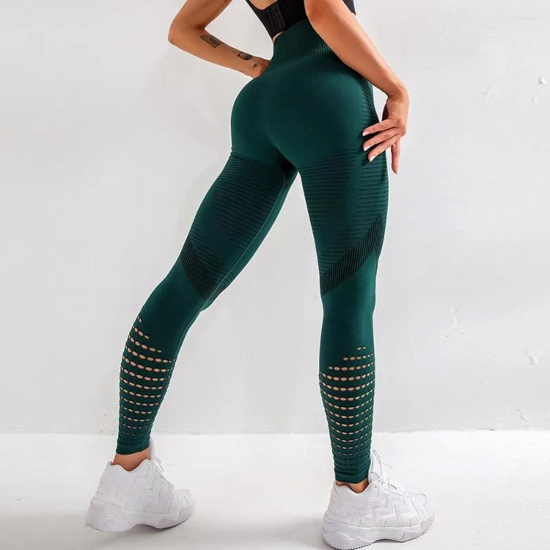 Women's Leggings High Waist Seamless Hollow Gym Fitness Legging Women Super Stretchy Pants Sporty Mesh Jogging