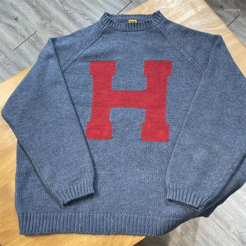 Men's Sweaters 23AW HUMAN Autumn MADE Winter Polar Bear Written Words Pattern Relaxed Home Men's And Women's Loose Sweater