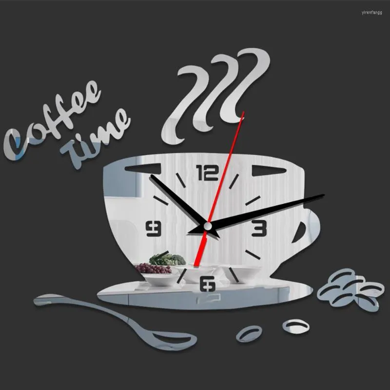 1pc Reloj Pared Taza Café, Reloj Pared Decoración Sala , Reloj