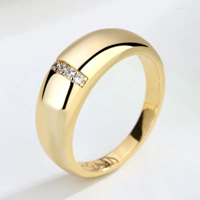 Bröllopsringar Zhouyang Vintage Chunky Ring for Women Simple Gold Color Finger Accessories Men Jewelry Ins Style Wholesale Kar209