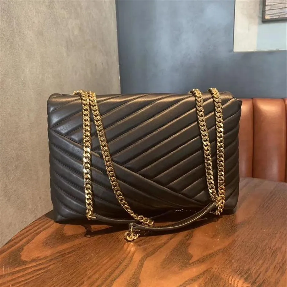 New Famous Desinger Handbag Top Quality Genuine Goat Leather Chevron Convertible Flap Should Bag Women Metal Chain Handbag Sh2590