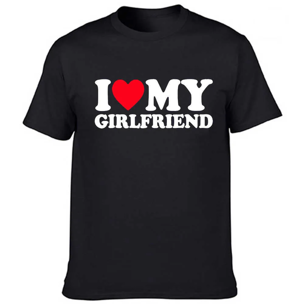 Men's T-Shirts Valentine's Day Gift Fashion Men Funny Tee I Love My Girlfriend Harajuku T Shirts Male Short Sleeve Boyfriend Streetwear Clothes T230103