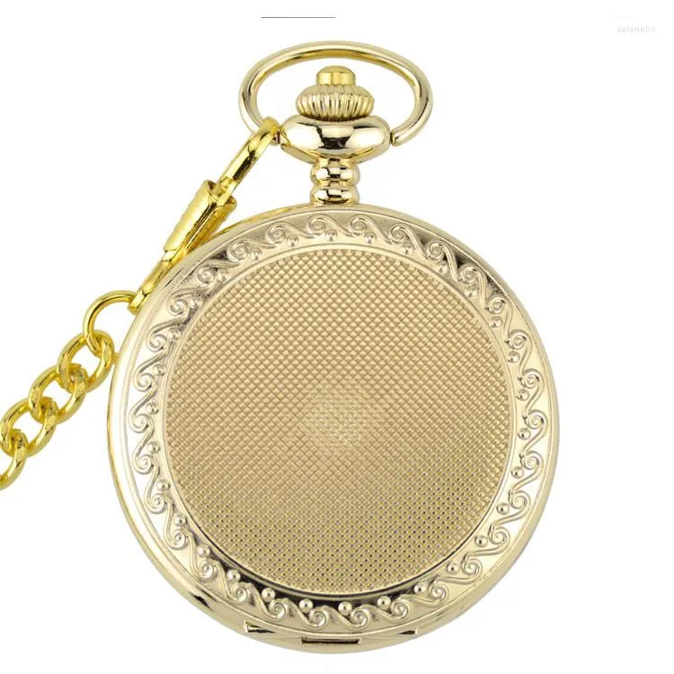 Pocket Watches Antique Retro Gold Vintage Quartz Watch Steampunk & Fob With Chain Gift For Men