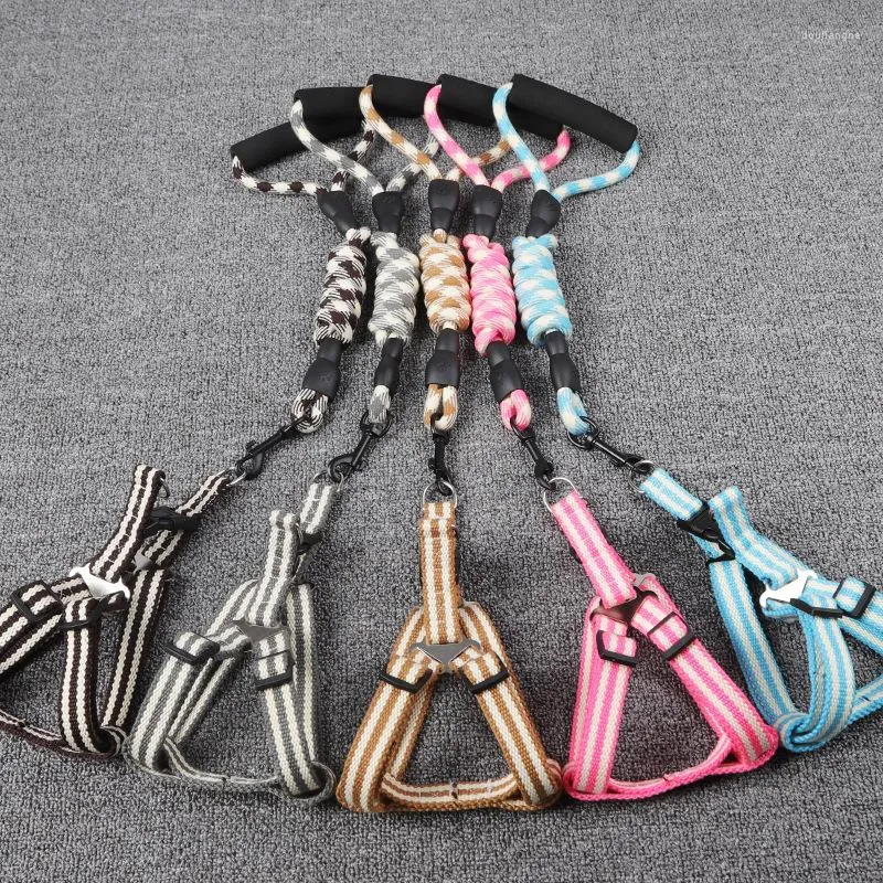 Dog Collars Leash And Cotton Two-color Round Rope Towing Cat Pet Supplies Chest Back
