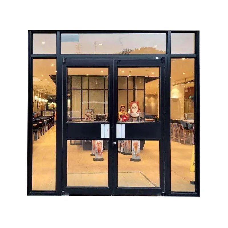 Puertas de aleaci￳n de aluminio ventanas de enrejado puertas de enrejado de comida r￡pida puertas de vidrio puerta de vidrio