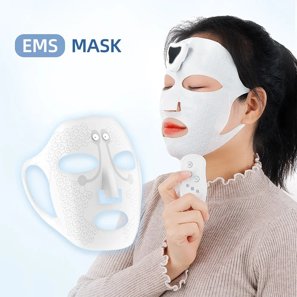 Dispositivos para el cuidado de la cara Máscara electrónica EMS Masajeador de vibración de elevación Masaje adelgazante Antiarrugas Eliminar Edema 221231