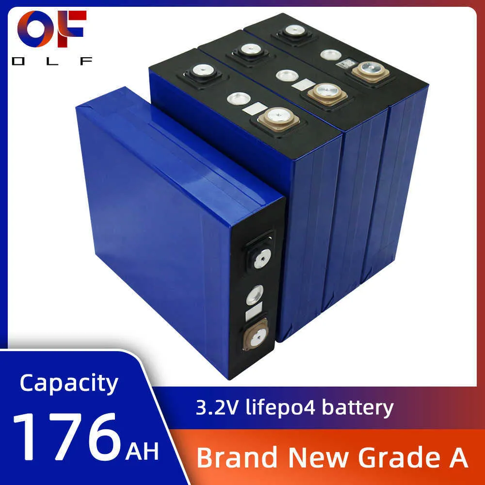 3.2V 176AH RECHARGEABLE LIFEPO4 SOLAR BATTERI LITIUM IRON FOSFAT CELL DIY 12V 24V 48V Båtgolfvagn RV Forklift Home