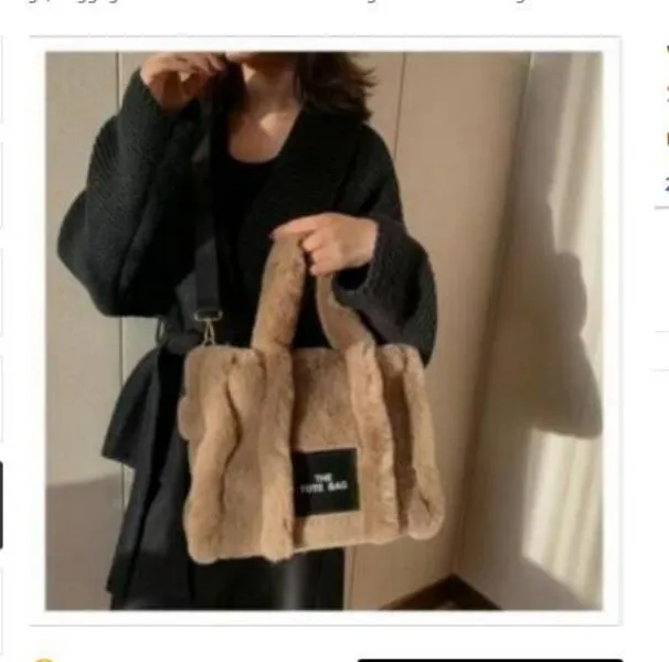 Kadın TOTE ÇANTA Peluş çanta büyük kapasiteli askılı çanta taşınabilir sonbahar kış işe gidip gelirken Moda Alışveriş Çantası Lüks tasarımcı çantalar hobo çanta sırt çantası