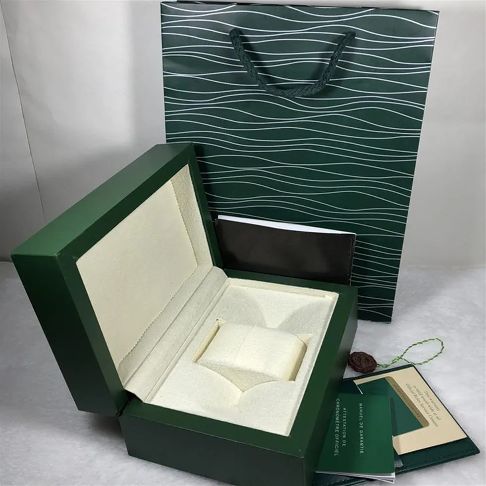 NUEVA FAMINA LUXURY Green Original Watch Box Designer Regalo Tarjetas de regalo y papeles en inglés Relojes de madera Cajas 0 8kg2922