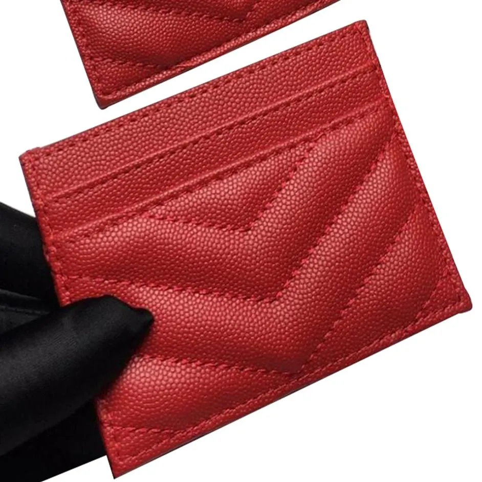Titulares de cartas de moda Caviar mulher mini carteira designer pura cor genuína couro textura de seixos carteiras pretas de luxo b10321l