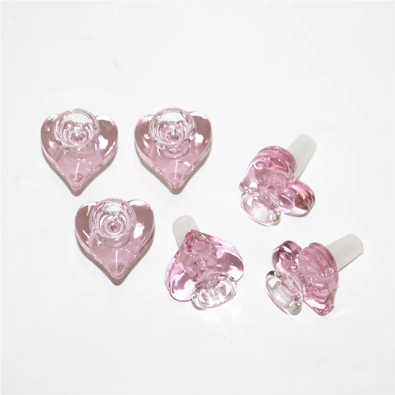 Heart Shape Glass Slides Bowl Pieces hookah Bongs Bowls Funnel Rig Accessories 10mm 14mm 18mm Male Heady Smoking Water pipes dab rigs bong quartz nails