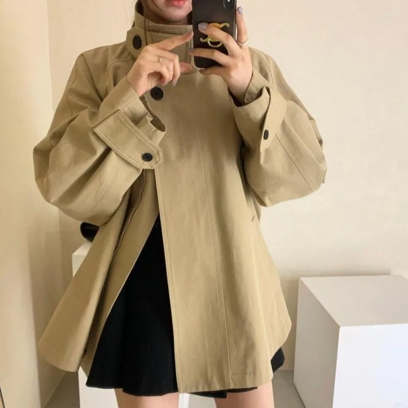 여자 트렌치 코트 스팟 작은 디자인 간단한 단락 코트