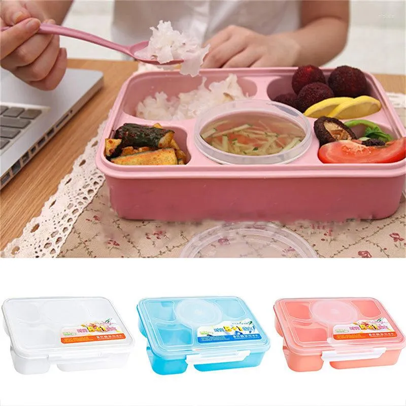 Dinnerware Sets Japanese Kids Lunch Box With Compartment Cup Portable Leak-Proof Container Storage Plastic Microwave Bento