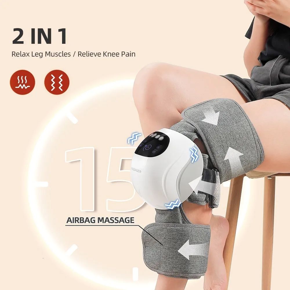 Body Braces Supports Infrared Heat Knee Massager 360 Airbag Kneading Leg Vibration Relive For Joint Pain Injury Swelling and Stiffness 221231
