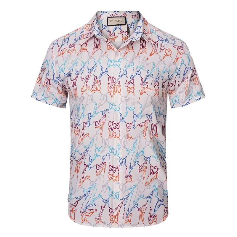 Skjortor Herrmode Geometriskt tryck bowling T-shirt Hawaii Blommor Fritidsskjortor Herr Slim Fit Kortärmad Klänning Skjorta