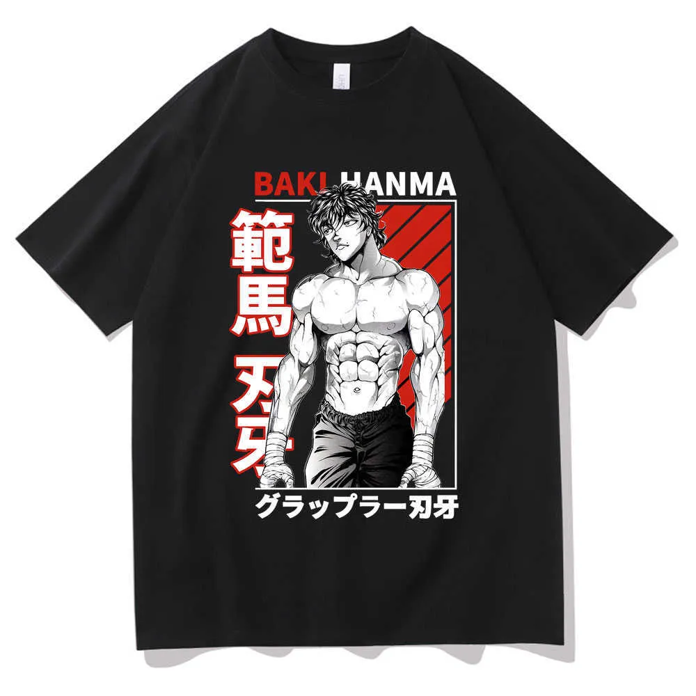 T-shirty męskie Yujiro Baki Hanma anime T koszula męska manga grappler walka myśliwca TEE TOPS MĘŻCZYZNA KOBIETA MARBY HIP HOP Osobowość