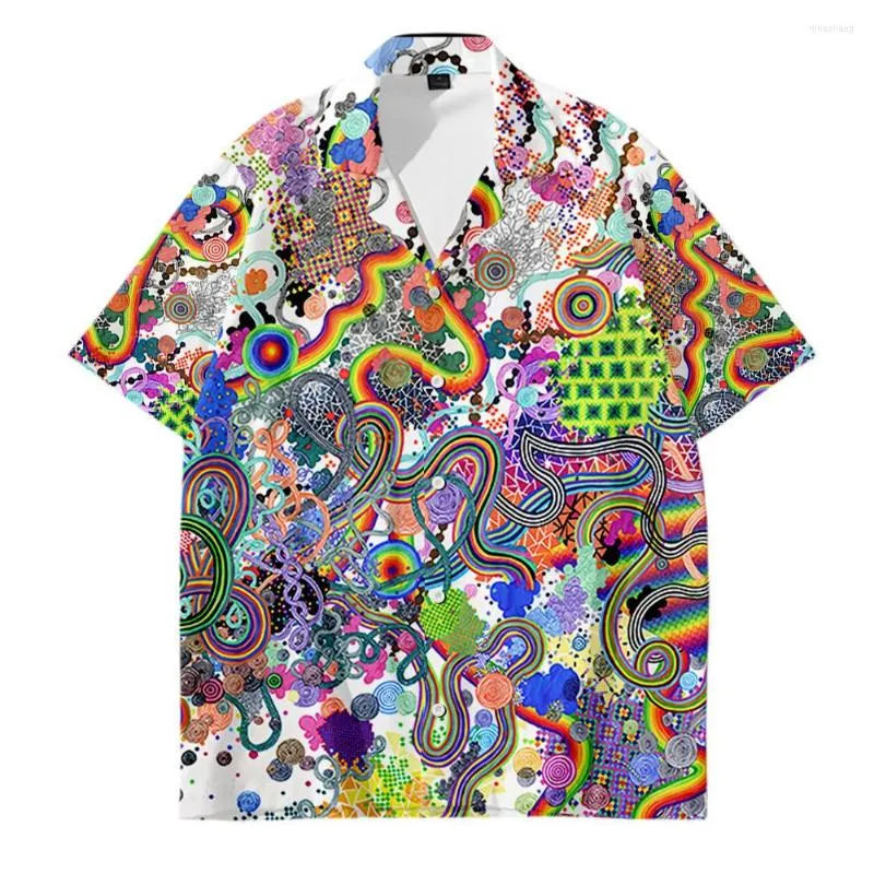 Mäns casual skjortor mode tryckt 2023 Summer Creative 3D Mönster Travel Vacation Men's Short Hermes-Shirts Children's Clothing