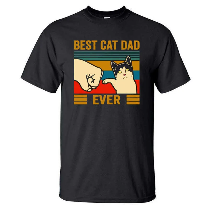 Herren T-Shirts Best Cat Dad Ever Sommer Herren T-Shirt Baumwolle Kurzarm Mode Niedlich Streetwear Tier Katzen Männlich Tops Casual T-Shirt T230103