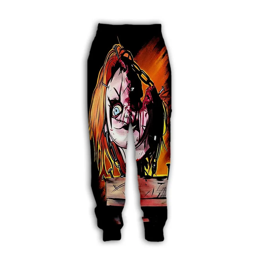 Hip Hop Sportwear Punk Casual Loose Men Cool Print Bride of Chucky 3d Pants 010