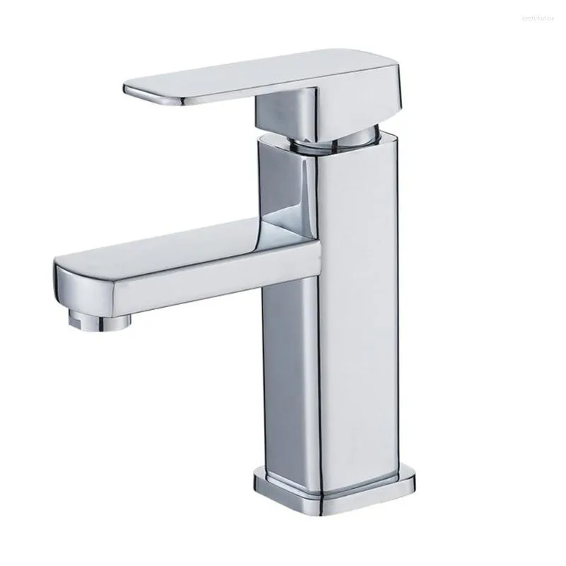 Robinets d'évier de salle de bains, robinet d'eau en acier inoxydable 304 argent, lavabo de comptoir de cuisine froide simple pour l'amélioration de l'habitat