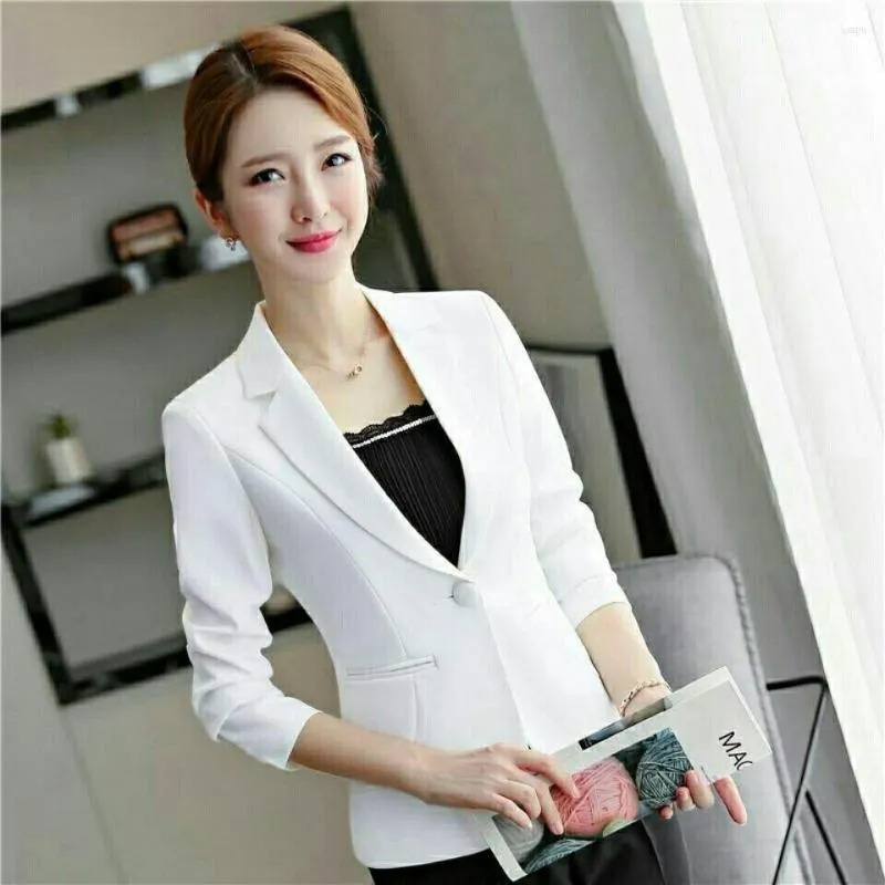 Ternos femininos Office Ladies White Suit Whomen's Casat Spring 2023 Moda Moda Coreana Blazers Blazers Mulher Casual Blazer Tops Q69