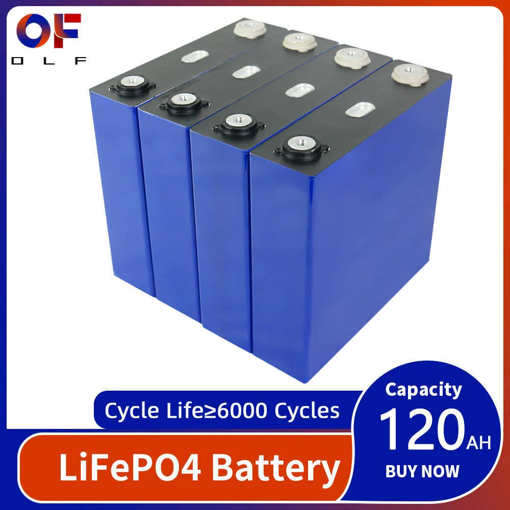 3,2 V 120AH LIFEPO4 Solarbatterie 1/4/8/16/32pcs Recargeabl -Lithium -Eisenphosphatzelle für RV Vans Camper Boat Yachtgolfwagen