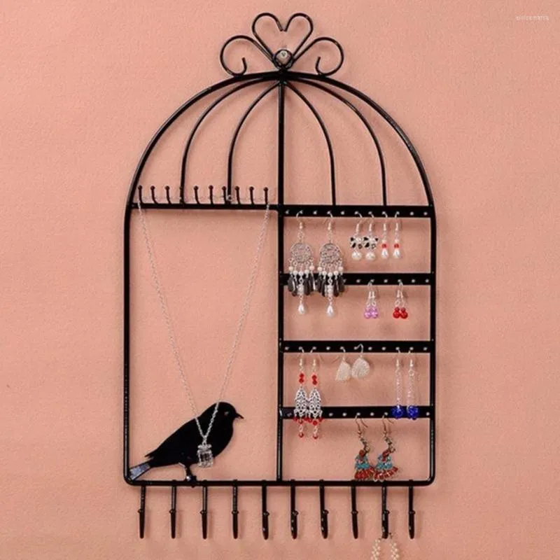 Jewelry Pouches Bird Wall-mounted Metal Stand Holder Rack Earrings Necklaces Display Bracelet Organizer Storage Durable