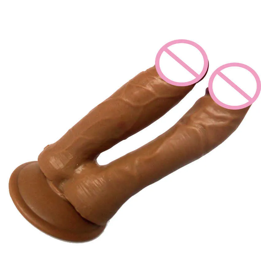 Articles de beauté MlSice Double têtes Dildo Big Anal Penis lesbien Vaginal Dual Heads Long Dick Dilk Stron Sucker Sucker Sexy Produit pour femmes