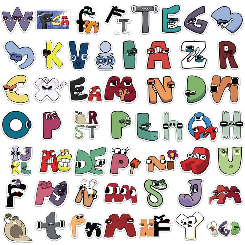 52PCS Hot Alphabet lore DIY Funny Stickers Cool For Kids Toys Notebook  Luggage Motorcycle Laptop Refrigerator Decals Graffiti