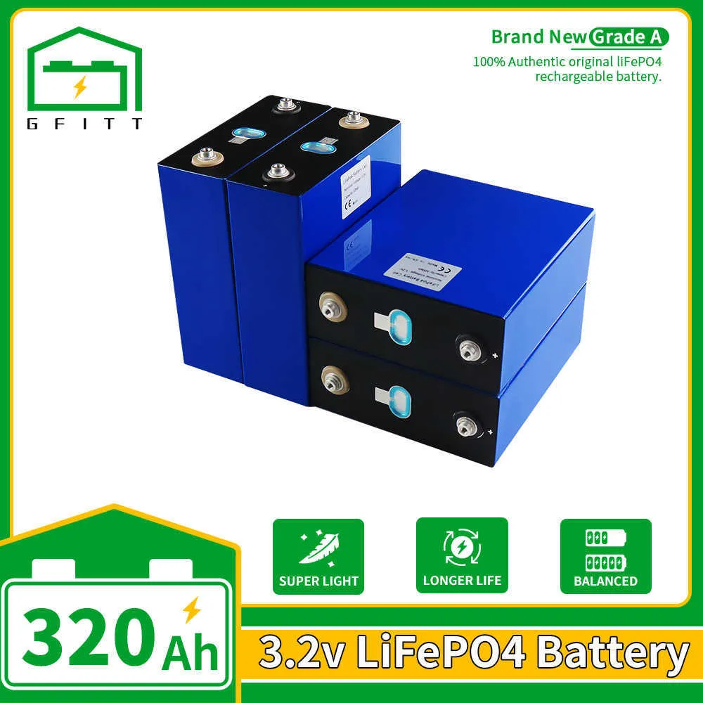 LIFEPO4 320AH Batteri 3.2V 1/4/8/16/32 st DIY uppladdningsbar litiumjärnfosfat Batteri Pack Electric Car Solar Energy System