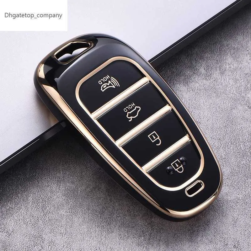 New Electroplated TPU Car Key Cover for Hyundai Santa Fe Tucson 2022 NEXO NX4 Atos Solaris Prime2021 4 5 Button Premium Key Case