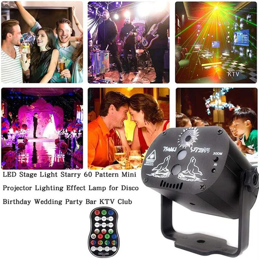 LED efektleri mini rgb disko ışık lazer aşaması projektör DJ parti flaş lambası gece kulübü aydınlatma doğum günü lambaları219m