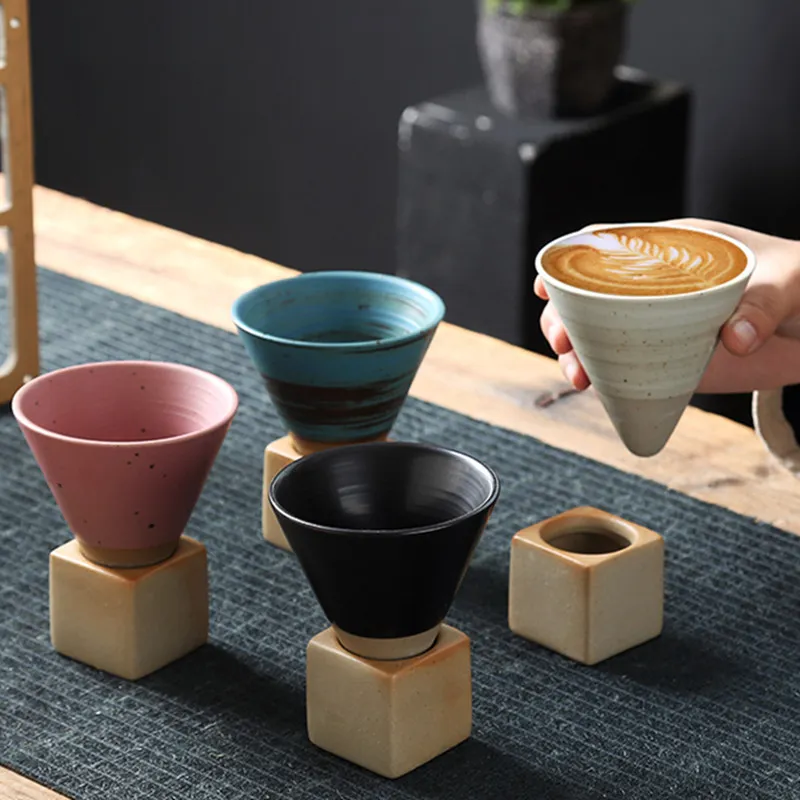 Gospodarstwo domowe Nowy ceramika Kubek Creative Retro Ceramic Coffee Cup Rough Teacup Japońskie latte Pull Flower Porcelain Cup