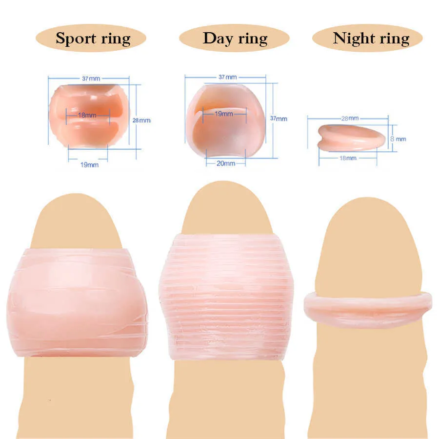 Extensions 3pcs Multifunctionele Foreskin Correctie Penis Rings vertraging ejaculatie mannelijke kuisheidsapparaat schroef vorm pik ring seks speelgoed voor mannen w4ho