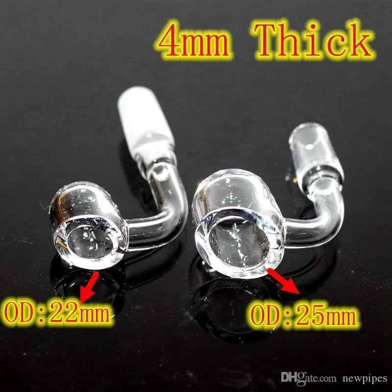 4mm d'épaisseur 100% pur Quartz Banger accessoires pour fumer 22mm 25mm OD10mm 14mm 18mm 45/90 degrés clou sans dôme