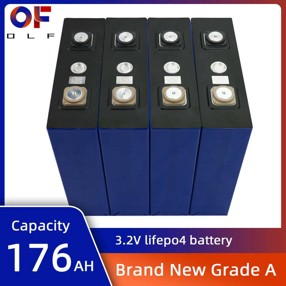 Rechargeable 176Ah Lifepo4 Solar Battery 3.2V Lithium Iron Phosphate Cell DIY 12V 24V 48V Boat Golf Cart RV EV Forklift Home