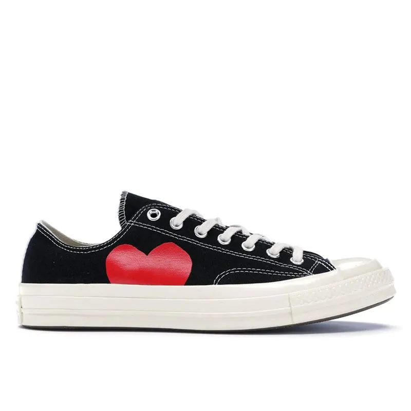 2023 New Fashion Casual Shoes Big Hearts Chuck Black White High