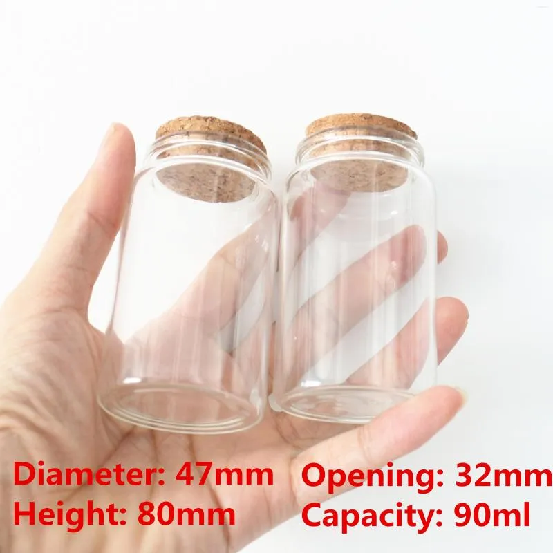 Depolama Şişeleri 6 PC/Lot 32 47 80mm 90ml Cam ile Cork Baharatlı Tinik Şişe Kapları Kavanozlar Mum Şişeler Craft DIY Kavanoz