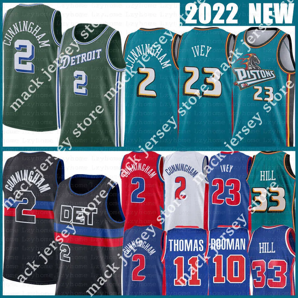 2 Cade Cunningham 23 Jaden Ivey Basketball Jerseys Isiah Thomas